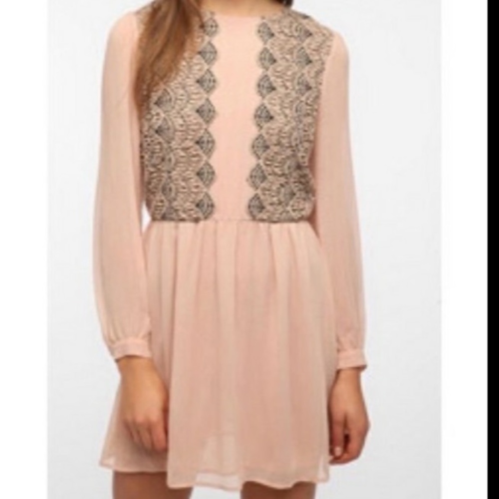 Urban outfitters spring pink lace dress